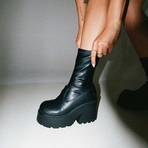 Windsor Smith Black Platform Sock Boot